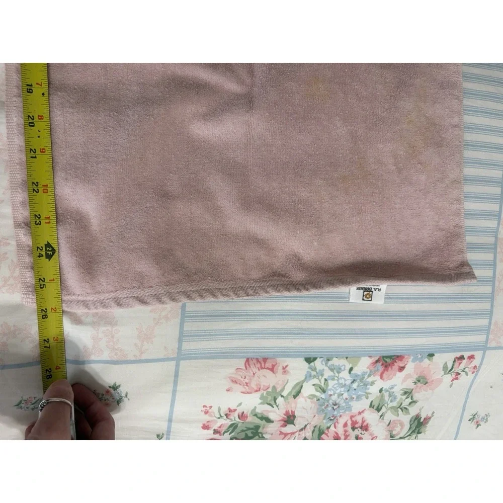 RA Briggs USA Set Bath Hand Towel Rose Flower Eyelet Lace Ruffle Light Pink Vtg